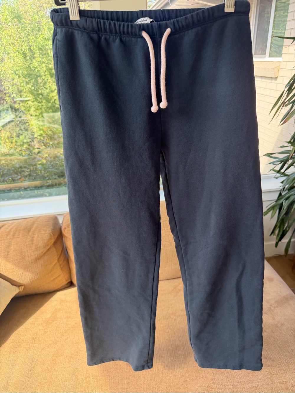 Kids Navy Sweatpants with Light Pink Drawstring